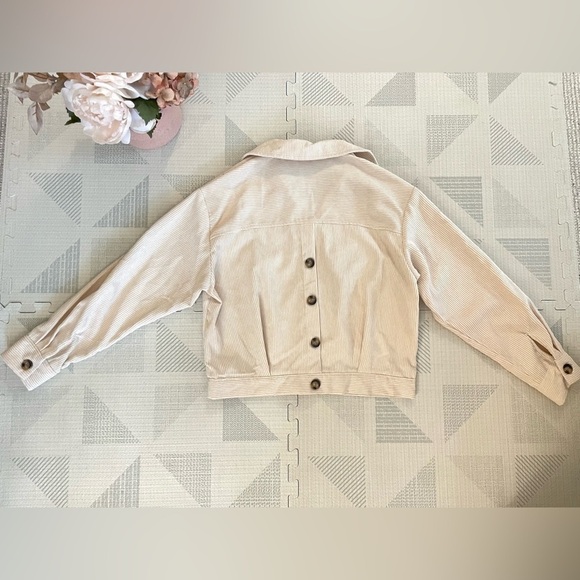 Drop Shoulder Corduroy Jacket Beige Size XS - Picture 13 of 13